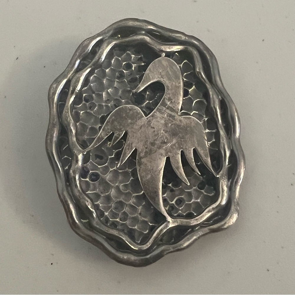 Vintage Coro Signed Silver Tone Bird Pin Brooch